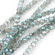 Electroplate Glass Beads Strands, Faceted(32 Facets) Round, Turquoise, 3mm, Hole: 1mm, about 100pcs/strand, 11.5 inch(EGLA-D021-72)