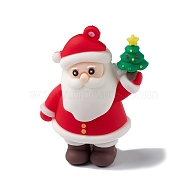 Christmas PVC Big Pendants, Santa Claus Charm, Red, 59x47x25mm, Hole: 2.5mm(SIL-D066-01)