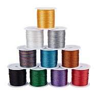 Polyester Braided Metallic Cord, for DIY Braided Bracelets Making and Embroidery, Mixed Color, 0.4mm, 6-Ply, 50m/roll, 10colors, 1roll/color, 10rolls/set(OCOR-PH0003-79)