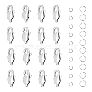 16Pcs 304 Stainless Steel Lobster Claw Clasps, with 40Pcs Jump Rings, Stainless Steel Color, 13x6x3mm, Hole: 1.4mm(DIY-UN0004-95)