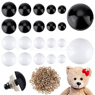 Elite 192 Sets 10 Styles Plastic Safety Eyes, with Gasket, Half Round Craft Eyes for Crochet Toy and Stuffed Animals, Mixed Color, 16.5~21x9.7~18mm(DIY-PH0017-93)