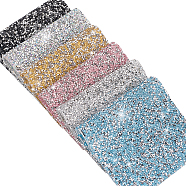Glitter Resin Hotfix Rhinestone, Adhesive on the Back, Rhinestone Trimming, Costume Accessories, Rectangle, Mixed Color, 20x12x0.3cm, about 6 colors, 1sheet/color, 6sheets/set(DIY-BC0002-70A)