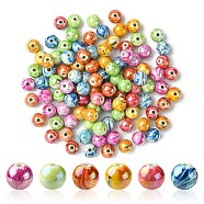 AB Color Wave Printed Acrylic Beads, Round, Mixed Color, 10mm, Hole: 2mm, about 100pcs/55g(MACR-YW0002-70)