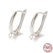 925 Sterling Silver Hoop Earring Finddings, Latch Back with Loops, with S925 Stamp, Silver, 20.5x12x4mm, Hole: 1.6mm, Pin: 1x0.8mm(STER-K174-10S)