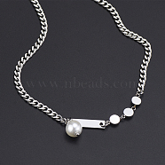 Stainless Steel Imitation Pearl Chain Necklaces for Unisex(JR3333)