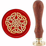 Brass Wax Seal Stamp with Handle, for DIY Scrapbooking, Trinity Knot Pattern, 89x30mm(AJEW-WH0184-1106)