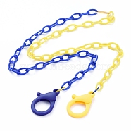 Personalized Two Tone ABS Plastic Cable Chain Necklaces, Eyeglasses Chains, Handbag Chains, with Iron Linking Rings and Plastic Lobster Claw Clasps, Blue & Yellow, 26.77~27.95 inch(68~71cm)(X-NJEW-JN02825-05)