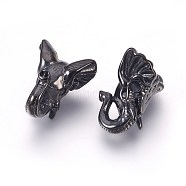 316 Surgical Stainless Steel Beads, Elephant, Gunmetal, 16x12.5x7.5mm, Hole: 1.8mm(STAS-F195-077B)