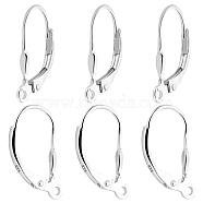 4 Pairs 925 Sterling Silver Leverback Hoop Earring Findings, with Horizontal Loops, Silver, 16x9x3mm, Hole: 1mm(STER-BBC0001-84)