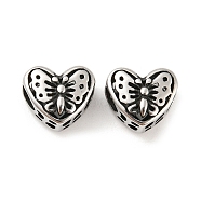 316 Surgical Stainless Steel  Beads, Butterfly, Antique Silver, 10x12x7mm, Hole: 4mm(STAS-Q304-16AS)