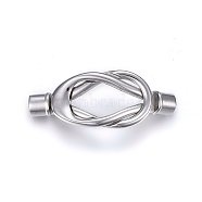 304 Stainless Steel Magnetic Clasps, Knot, Stainless Steel Color, 44x18x7mm, Hole: 5mm(X-STAS-E440-23B-P)