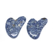 Natural Blue Spot Jasper Gua Sha Boards, Scraping Massage Tools, Gua Sha Facial Tools, Heart, 79~83x50~54.5x6~6.5mm(G-O175-01)