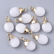 Natural White Jade Pendants, with Top Golden Plated Iron Loops, Teardrop, Faceted, Dyed, 17~19x10x5mm, Hole: 1.8mm(G-S359-017J)