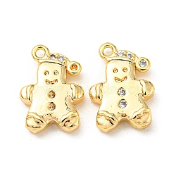 Brass Micro Pave Cubic Zirconia Charms, Human, Real 18K Gold Plated, 12.5x9x3mm, Hole: 1mm(KK-Q809-03G)