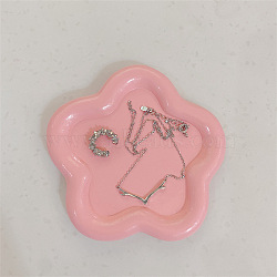 Resin Jewelry Plate, Storage Tray for Rings, Necklaces, Earring, Flower, 98x98mm(PW-WG74046-01)