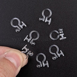 Plastic Clip-on Earring Findings, For Non-pierced DIY Earring Making, Clear, 9x11mm, Ball: 3mm, Tray: 5mm, Hole: 0.6mm(X-KY-F007-03)