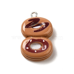 Resin Pendants, with Platinum Iron Findings, Imitation Food, Donut, 28x18x8mm, Hole: 2mm(RESI-A038-02J)