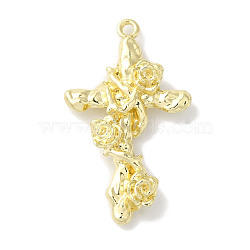 Rack Plating Alloy Pendants, Cadmium Free & Nickel Free & Lead Free, Cross, Golden, 31x18x4mm, Hole: 1.5mm(FIND-I039-045G-02)