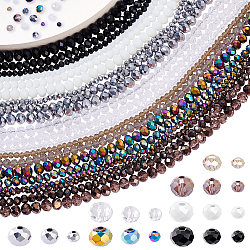 AHADERMAKER 20 Strands 20 Styles Mixed Styles Glass Beads Strands, Faceted, Rondelle, Mixed Color, 4~8x3~6mm, Hole: 0.4~1mm, about 72~127pcs/strand, 16.14~17.5 inch(41~43.75cm), 1 Strand/style(EGLA-GA0001-24)