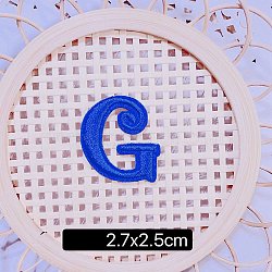 Computerized Embroidery Cloth Self Adhesive Patches, Stick on Patch, Costume Accessories, Letter, Blue, G:27x25mm(FIND-TAC0002-02G)