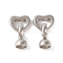 Brass Fold Over Clasps, Heart, Platinum, 21mm, Hole: 5.6mm(KK-U016-02P)