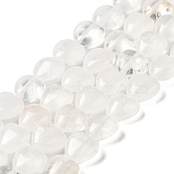 Natural Quartz Crystal Beads Strands, Rock Crystal Beads, Heart, 10x10.5~11x5mm, Hole: 1.2mm, about 40pcs/strand, 15.35''(39cm)(G-B022-21B)