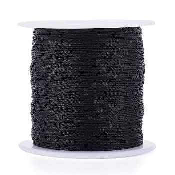 Polyester Braided Metallic Thread, for DIY Braided Bracelets Making and Embroidery, Black, 0.4mm, 6-Ply, about 54.68 yards(50m)/roll