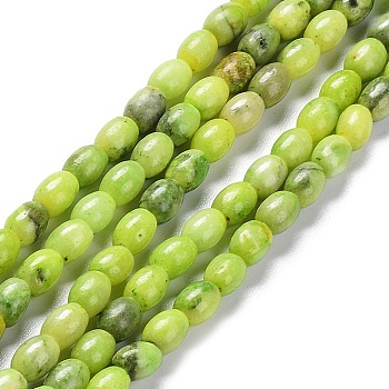 Natural Quartz Beads Strands, Dyed, Rice, Green Yellow, 6x4.5mm, Hole: 0.8mm, about 69~72pcs/strand, 16.14~16.34 inch(41~41.5cm)