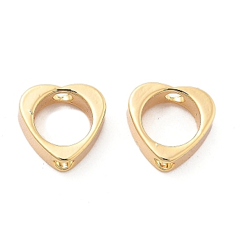 Brass Bead Frame, Heart, Real 18K Gold Plated, 7x8x2mm, Hole: 1.5mm