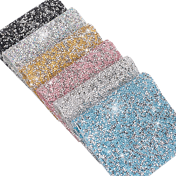 Glitter Resin Hotfix Rhinestone, Adhesive on the Back, Rhinestone Trimming, Costume Accessories, Rectangle, Mixed Color, 20x12x0.3cm, about 6 colors, 1sheet/color, 6sheets/set