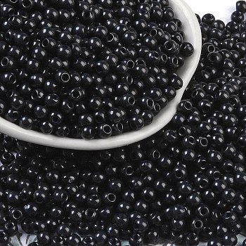 Opaque Acrylic Beads, Round, Black, 4x3.5mm, Hole: 1.6mm, about 18000pcs/500g