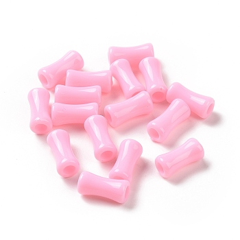 Opaque Acrylic Beads, Bamboo Stick, Pearl Pink, 11x5.5mm, Hole: 2.8mm, about 3360pcs/500g 