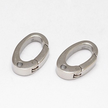 Oval 304 Stainless Steel Keychain Clasp Findings Finding, Snap Clasps, Stainless Steel Color, 15x9x3mm, Hole: 1.5mm