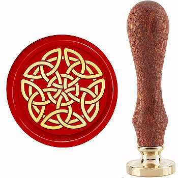 Brass Wax Seal Stamp with Handle, for DIY Scrapbooking, Trinity Knot Pattern, 89x30mm