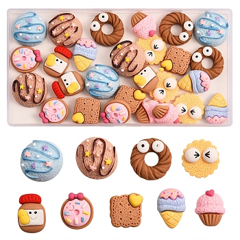 36Pcs 9 Style Resin Decoden Cabochons, DIY Accessories, Phone Case Decoration, Imitation Food, Mixed Shapes, Mixed Color, 4pcs/style