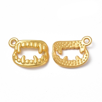 Rack Plating Alloy Pendants, Cadmium Free & Lead Free & Nickle Free, Tooth Charms, Matte Gold Color, 16.5x12x3mm, Hole: 1.8mm