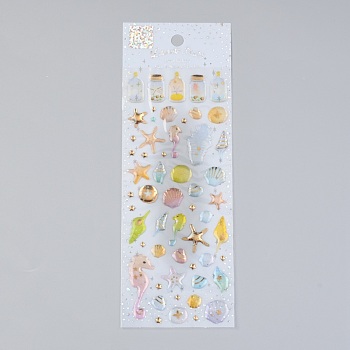Epoxy Resin Sticker, for Scrapbooking, Travel Diary Craft, Shell Pattern, 0.35~4x0.3~2.9cm