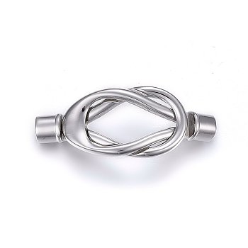 304 Stainless Steel Magnetic Clasps, Knot, Stainless Steel Color, 44x18x7mm, Hole: 5mm