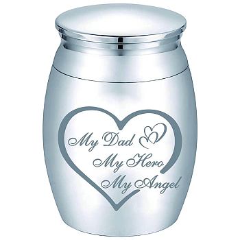 Column Alloy Cremation Urn, for Commemorate Kinsfolk Cremains Container, with Velvet Pouch and Silver Polishing Cloth and Disposable Flatware Spoons, Heart, 40.5~95x23~75x2mm