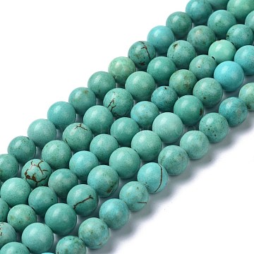 Natural Howlite Beads Strands, Dyed & Heated, Round, 8mm, Hole: 1.2mm, about 51pcs/strand, 15.43 inch(39.2cm)(G-C180-17B)