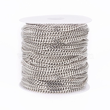Iron Cuban Link Chains, Chunky Chains, Unwelded, with Spool, Oval,  Platinum, 5x4x1mm, about 164.04 Feet(50m)/roll