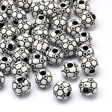 12mm Black Sports Goods Acrylic Beads