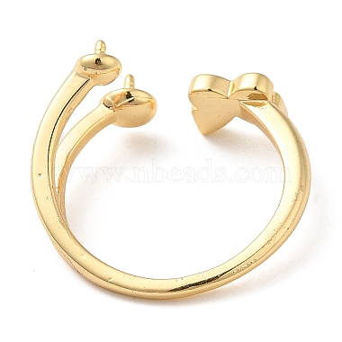 Butterfly  Brass with Shell Open Cuff Ring Component(KK-E055-03G-02)-3