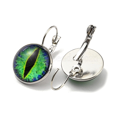 Dragon Eye Glass Leverback Earrings with Brass Earring Pins(EJEW-Q798-01R)-2