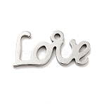 Non-Tarnish 201 Stainless Steel Pendants, Word Love, Stainless Steel Color, 7.5x16x1mm, Hole: 1.2mm(STAS-A066-12P)