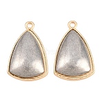 Alloy Pendant Cabochon Settings, with Caps, Platinum & Golden, Triangle, 27x17.5x4.5mm, Hole: 2.2mm, Tray Size: 22x16mm(FIND-G112-02A)