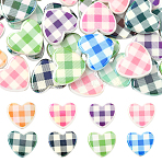 30Pcs Opaque Acrylic Beads, Heart with Grid, Mixed Color, 19x21x5.5mm, Hole: 3mm(MACR-SC0002-39)
