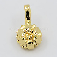Real 18K Gold Plated Brass Buddhist Pendants, Buddha Jewelry Findings Counter, Flower, 21x12x7mm, Hole: 3x4mm(KK-K090-06G)