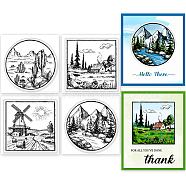4Pcs 4 Styles PVC Stamp, for DIY Scrapbooking, Mountain, 55x55mm, 1pc/style(DIY-WH0487-0030)