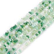 Gradient Color Electroplate Glass Bead Strands, AB Color Plated, Faceted, Triangle, Dark Sea Green, 4x3.5x3mm, Hole: 0.8mm, about 133~144pcs/strand, 14.49~15.55 inch(36.8~39.5cm)(X-GLAA-E042-02B)
